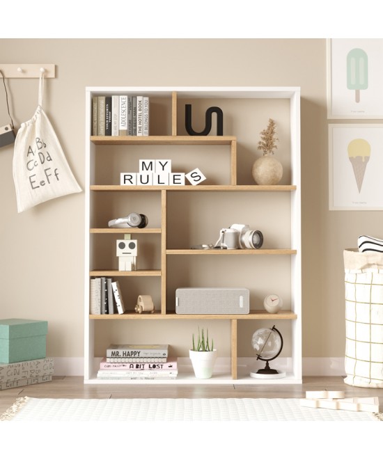 Βιβλιοθήκη Decora pakoworld σε φυσικό-λευκό απόχρωση 90x22x123.6εκ Βιβλιοθήκη Decora pakoworld σε φυσικό-λευκό απόχρωση 90x22x123.6εκ