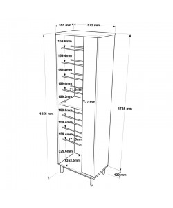 Παπουτσοθήκη Scarpiera 9θέσεων pakoworld σε φυσικο-ανθρακι απόχρωση 57.2x35.5x185.6εκ