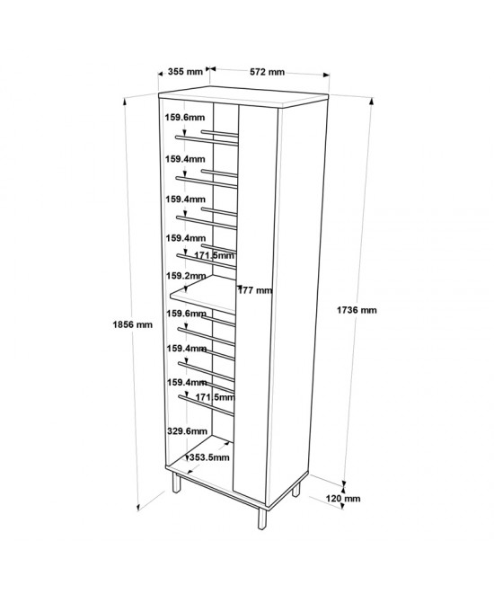 Παπουτσοθήκη Scarpiera 9θέσεων pakoworld σε φυσικο-ανθρακι απόχρωση 57.2x35.5x185.6εκ Παπουτσοθήκη Scarpiera 9θέσεων pakoworld σε φυσικο-ανθρακι απόχρωση 57.2x35.5x185.6εκ