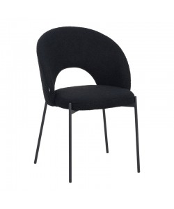 Καρέκλα Masebo pakoworld μπουκλέ ύφασμα σε μαύρη απόχρωση με μαύρα μεταλλικά πόδια 68x66x82.5εκ