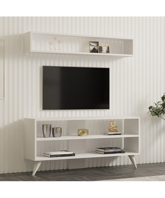 Σύνθετο σαλονιού Prestige pakoworld σε λευκή απόχρωση 120x29,6x50εκ