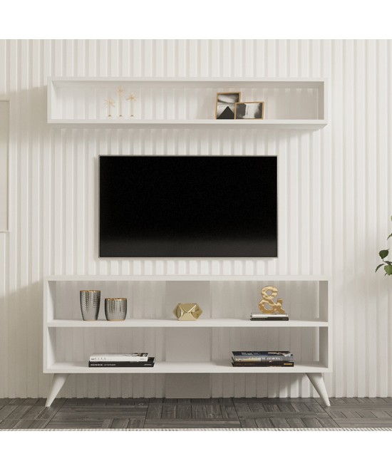 Σύνθετο σαλονιού Prestige pakoworld σε λευκή απόχρωση 120x29,6x50εκ