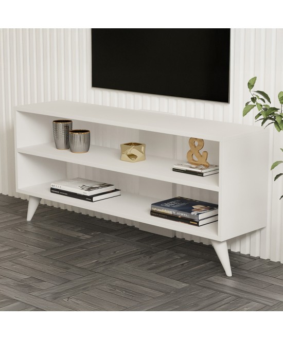 Σύνθετο σαλονιού Prestige pakoworld σε λευκή απόχρωση 120x29,6x50εκ