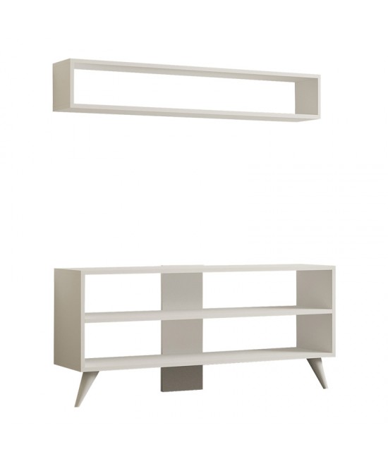 Σύνθετο σαλονιού Prestige pakoworld σε λευκή απόχρωση 120x29,6x50εκ