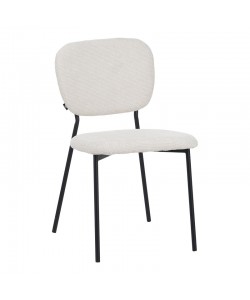 Καρέκλα Cathair pakoworld μπουκλέ ύφασμα σε μπεζ απόχρωση με μαύρα μεταλλικά πόδια 68x66x82.5εκ