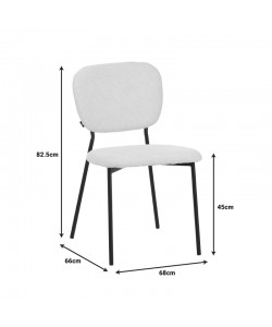 Καρέκλα Cathair pakoworld μπουκλέ ύφασμα σε μπεζ απόχρωση με μαύρα μεταλλικά πόδια 68x66x82.5εκ