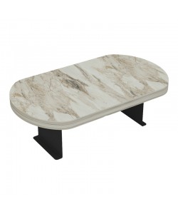 Βοηθητικό τραπεζάκι Linea pakoworld σε γκρι όψη μαρμάρου  με μαύρα μεταλλικά πόδια 20x35x10εκ