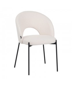 Καρέκλα Masebo pakoworld μπουκλέ ύφασμα σε λευκή απόχρωση με μαύρα μεταλλικά πόδια 68x66x82.5εκ