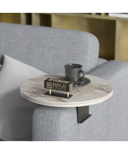 Βοηθητικό τραπεζάκι Linea pakoworld σε γκρι όψη μαρμάρου με μαύρα μεταλλικά πόδια Φ35,5x5εκ Βοηθητικό τραπεζάκι Linea pakoworld σε γκρι όψη μαρμάρου με μαύρα μεταλλικά πόδια Φ35,5x5εκ