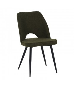 Καρέκλα Renish pakoworld μπουκλέ ύφασμα σε λαδί απόχρωση με μαύρα μεταλλικά πόδια 61x47x91.5εκ