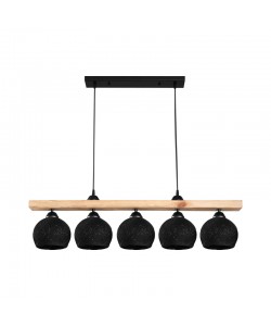 Φωτιστικό οροφής πεντάφωτο Salote pakoworld Ε27 σε καφέ-μαύρη απόχρωση 100x18x24εκ