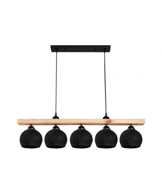 Φωτιστικό οροφής πεντάφωτο Salote pakoworld Ε27 σε καφέ-μαύρη απόχρωση 100x18x24εκ