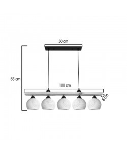 Φωτιστικό οροφής πεντάφωτο Salote pakoworld Ε27 σε καφέ-κρέμα απόχρωση 100x18x24εκ