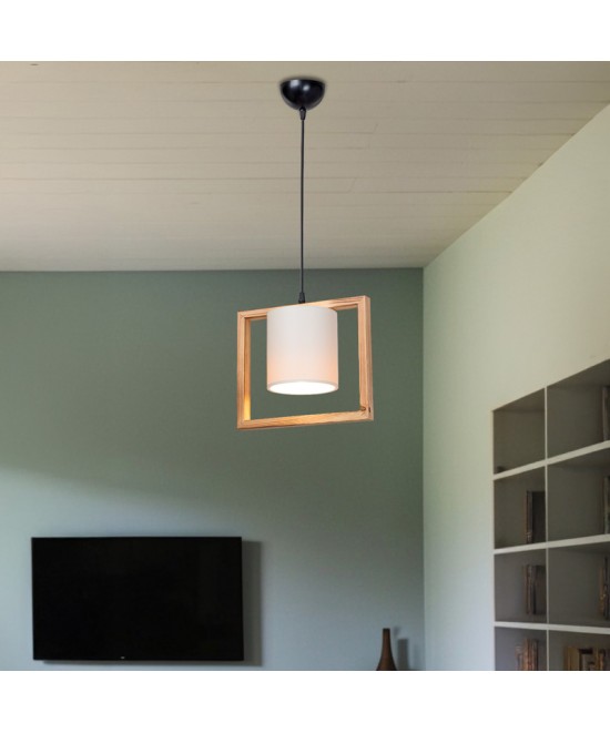 Φωτιστικό οροφής μονόφωτο Sereda pakoworld Ε27 σε καφέ-cream απόχρωση 28x14x27εκ