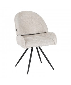 Καρέκλα περιστρεφόμενη Morea pakoworld μπουκλέ ύφασμα σε μπεζ απόχρωση με μαύρα μεταλλικά πόδια 68x66x82.5εκ