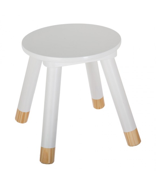 Παιδικό σκαμπό Kevou pakoworld mdf-ξύλο πεύκου σε λευκή με φυσική απόχρωση Φ24x25.7εκ