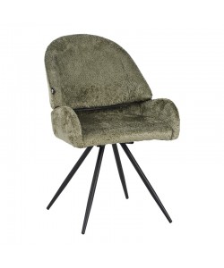Καρέκλα περιστρεφόμενη Morea pakoworld μπουκλέ ύφασμα σε μέντα απόχρωση με μαύρα μεταλλικά πόδια 68x66x82.5εκ