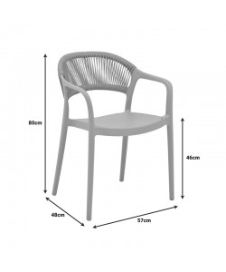 Πολυθρόνα Ankara pakoworld στοιβαζόμενη pp cappuccino απόχρωση με μπεζ rattan 57x48x80εκ