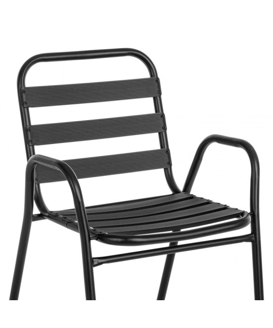 Τραπεζαρία Valor-Sussie pakoworld σετ 5τεμ μέταλλο μαύρο-γυαλί 110x60x70εκ