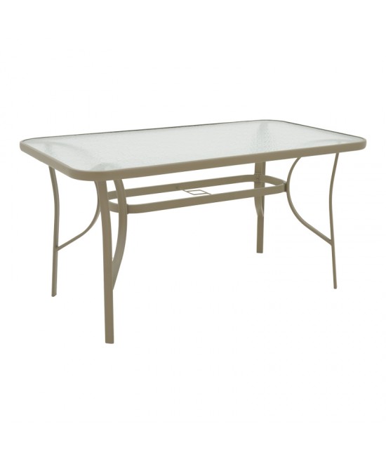 Τραπεζαρία Sussie-Ensure pakoworld 5τεμ μέταλλο-γυαλί σε σαμπανιζέ απόχρωση 140x80x70εκ