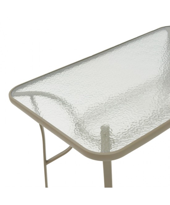 Τραπεζαρία Sussie-Ensure pakoworld 5τεμ μέταλλο-γυαλί σε σαμπανιζέ απόχρωση 140x80x70εκ