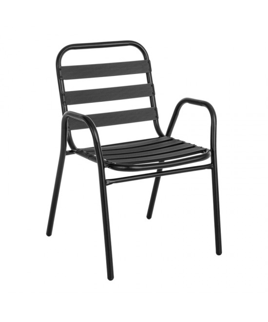 Τραπεζαρία Sussie-Ensure pakoworld 5τεμ μέταλλο-γυαλί σε μαύρη απόχρωση 140x80x70εκ