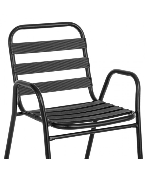 Τραπεζαρία Sussie-Ensure pakoworld 5τεμ μέταλλο-γυαλί σε μαύρη απόχρωση 140x80x70εκ