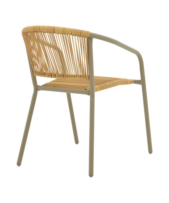 Τραπεζαρία Lindaria-Ensure pakoworld 5τεμ μέταλλο-γυαλί σε σαμπανιζέ απόχρωση 140x80x70εκ