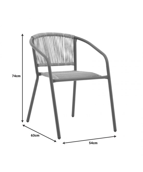 Τραπεζαρία Valor-Lindaria pakoworld σετ 5τεμ μέταλλο ανθρακί-γυαλί-pe rattan σε φυσική απόχρωση 110x60x70εκ