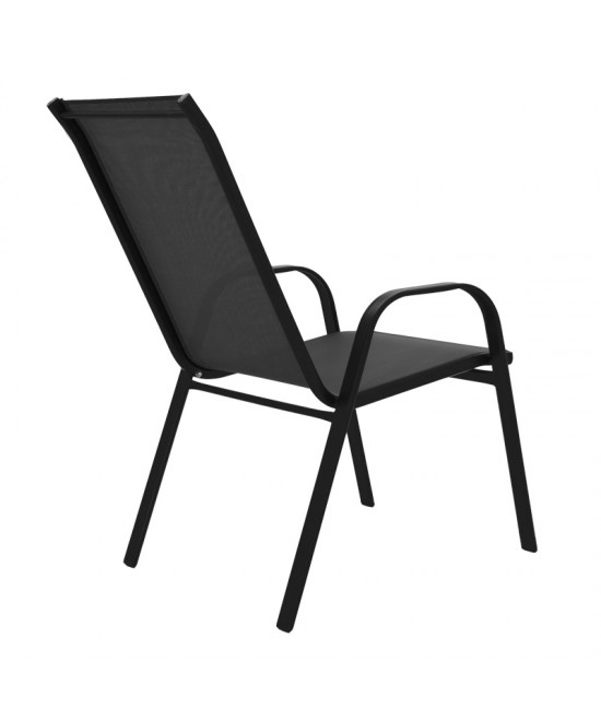 Τραπεζαρία Valor-Calan pakoworld σετ 5τεμ μέταλλο μαύρο-γυαλί-textilene μαύρο 110x60x70εκ