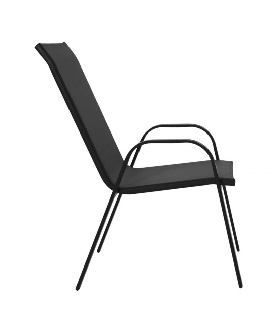 Τραπεζαρία Valor-Calan pakoworld σετ 5τεμ μέταλλο μαύρο-γυαλί-textilene μαύρο 110x60x70εκ