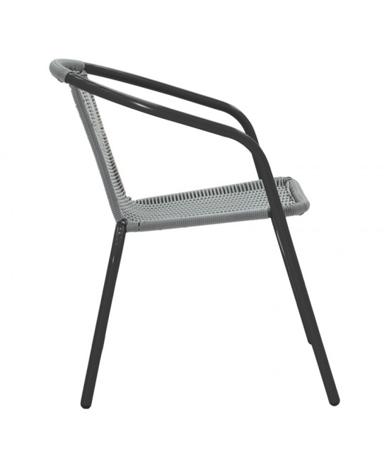 Τραπεζαρία Valor-Obbi pakoworld σετ 5τεμ μέταλλο μαύρο-γυαλί-pe γκρι 110x60x70εκ