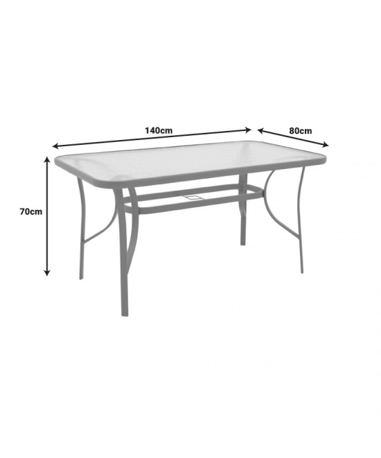 Τραπεζαρία Tade-Ensure pakoworld 5τεμ μέταλλο-γυαλί σε σαμπανιζέ απόχρωση 140x80x70εκ