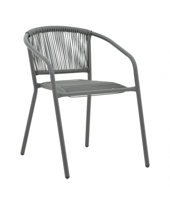 Τραπεζαρία Valor-Lindaria pakoworld σετ 5τεμ μέταλλο ανθρακί-γυαλί-pe rattan 110x60x70εκ