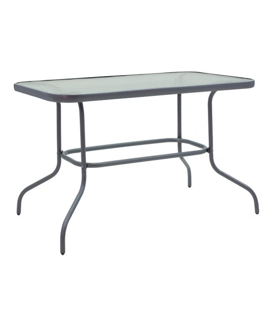 Τραπεζαρία Valor-Lindaria pakoworld σετ 5τεμ μέταλλο ανθρακί-γυαλί-pe rattan 110x60x70εκ