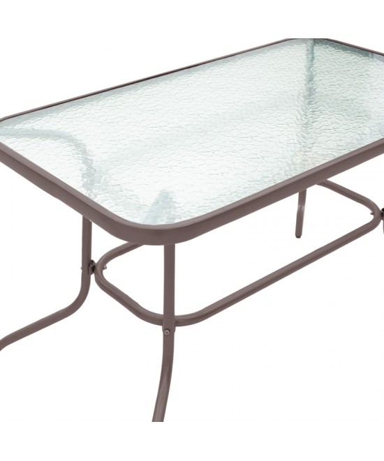 Τραπεζαρία Valor-Sussie pakoworld 5τεμ μέταλλο καφέ-γυαλί 110x60x70εκ