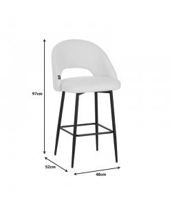 Σκαμπο μπαρ Masebo pakoworld μπουκλέ ύφασμα σε μαύρη απόχρωση με μαύρα μεταλλικά πόδια 48x52x97εκ