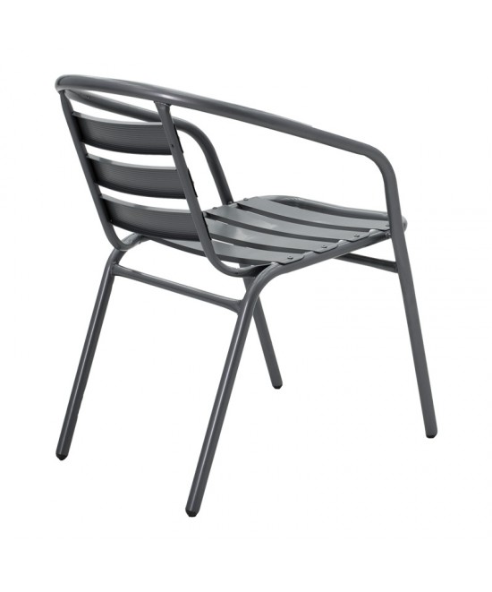 Τραπεζαρία Valor-Tade pakoworld σετ 5τεμ μέταλλο ανθρακί-γυαλί 110x60x70εκ