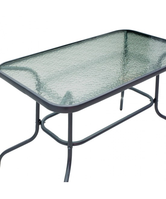 Τραπεζαρία Valor-Tade pakoworld σετ 5τεμ μέταλλο ανθρακί-γυαλί 110x60x70εκ