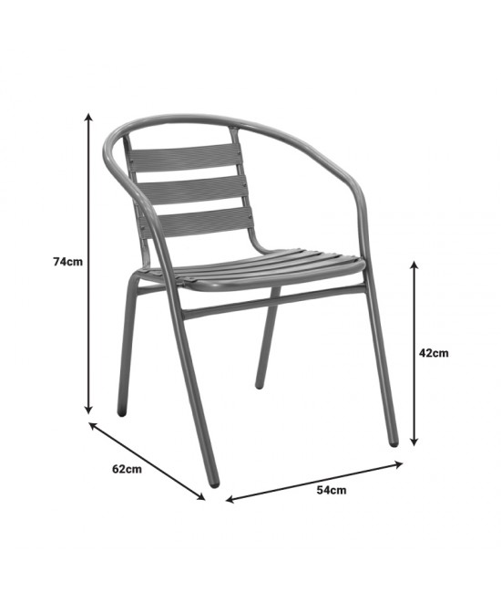 Τραπεζαρία Valor-Tade pakoworld σετ 5τεμ μέταλλο ανθρακί-γυαλί 110x60x70εκ