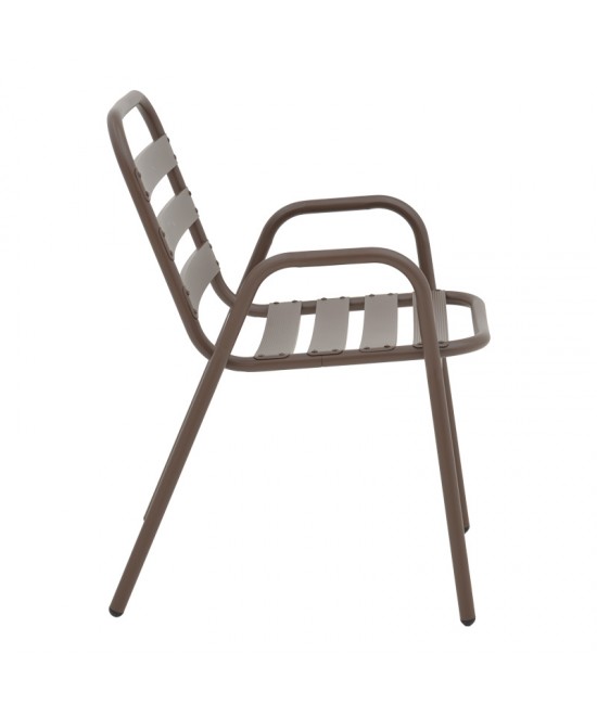 Τραπεζαρία Ensure-Sussie pakoworld 5τεμ μέταλλο σε καφέ απόχρωση 140x80x70εκ