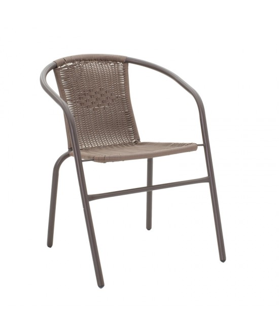 Τραπεζαρία Ensure-Obbi pakoworld 5τεμ μέταλλο σε καφέ απόχρωση 140x80x70εκ