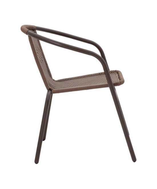 Τραπεζαρία Ensure-Obbi pakoworld 5τεμ μέταλλο σε καφέ απόχρωση 140x80x70εκ