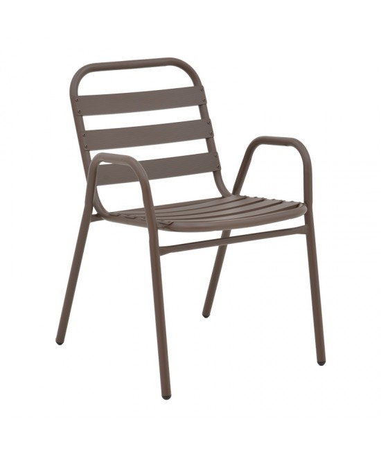 Τραπεζαρία Sussie-Ensure pakoworld 5τεμ μέταλλο-γυαλί σε καφέ απόχρωση 120x70x70εκ