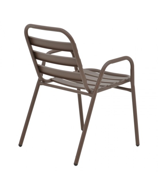 Τραπεζαρία Sussie-Ensure pakoworld 5τεμ μέταλλο-γυαλί σε καφέ απόχρωση 120x70x70εκ