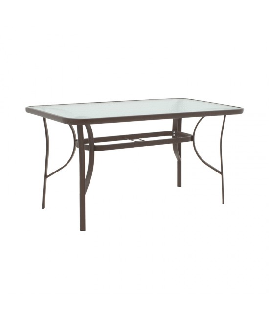 Τραπεζαρία Sussie-Ensure pakoworld 5τεμ μέταλλο-γυαλί σε καφέ απόχρωση 120x70x70εκ