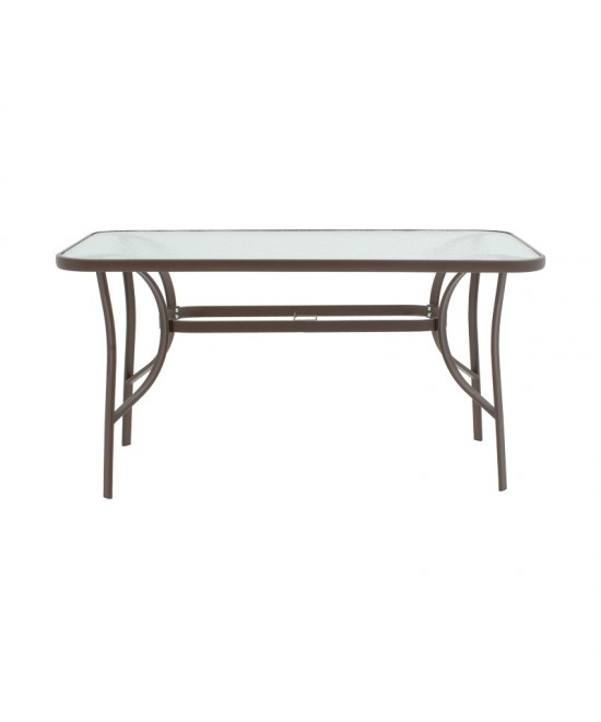 Τραπεζαρία Sussie-Ensure pakoworld 5τεμ μέταλλο-γυαλί σε καφέ απόχρωση 120x70x70εκ