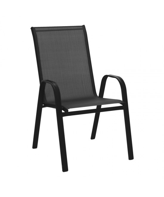 Τραπεζαρία Calan-Ensure pakoworld 5τεμ μέταλλο-γυαλί σε μαύρη απόχρωση 140x80x70εκ