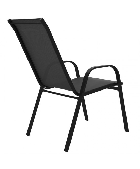 Τραπεζαρία Calan-Ensure pakoworld 5τεμ μέταλλο-γυαλί σε μαύρη απόχρωση 140x80x70εκ