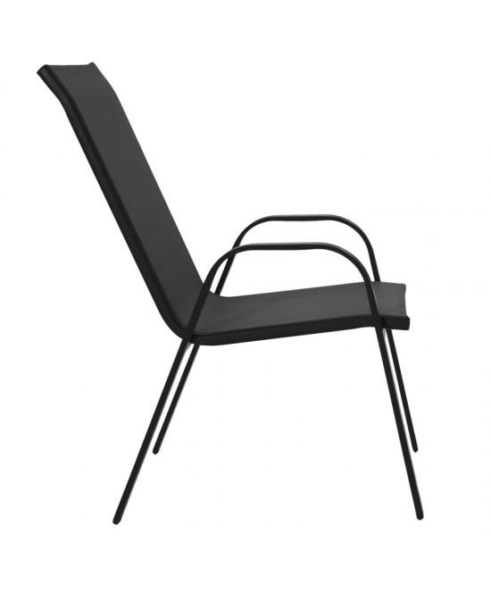 Τραπεζαρία Calan-Ensure pakoworld 5τεμ μέταλλο-γυαλί σε μαύρη απόχρωση 140x80x70εκ